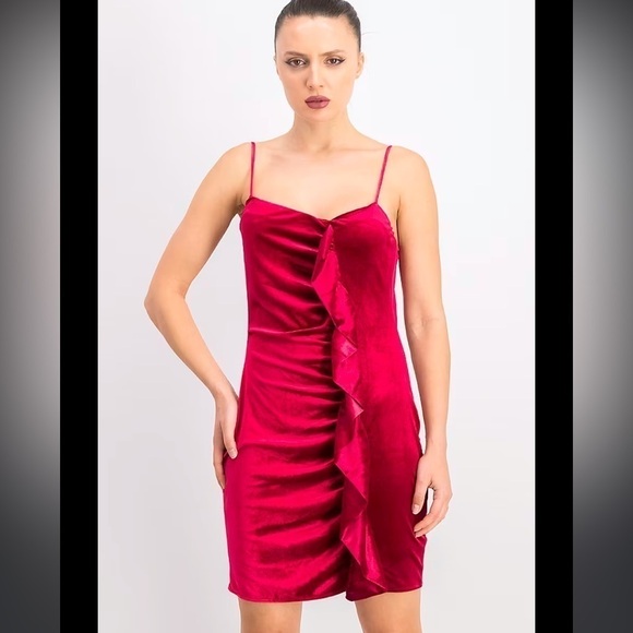 Parker NWT Devlin Red Velvet Cocktail Dress sz 8 - Picture 1 of 6